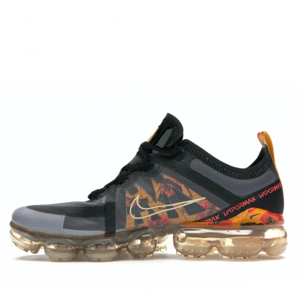 Nike Women's Air VaporMax Sneakers in Black, Orange and Gold